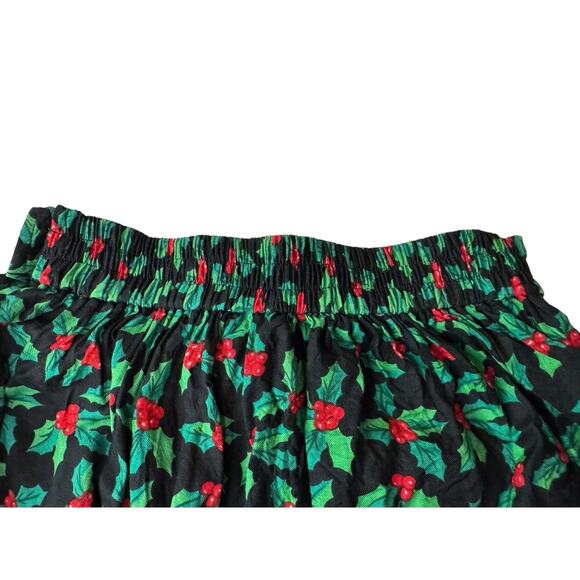 Vintage Bechamel Size 8 Petite 8P Christmas Holiday Stretch Skirt Holly Print - Picture 5 of 9